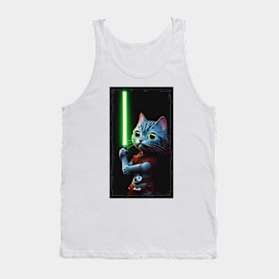 Fun Cat Print ~ AI Art ~ Fantasy Cat ~ Sci-fi Cat ~ Cats with Lightsabers Tank Top